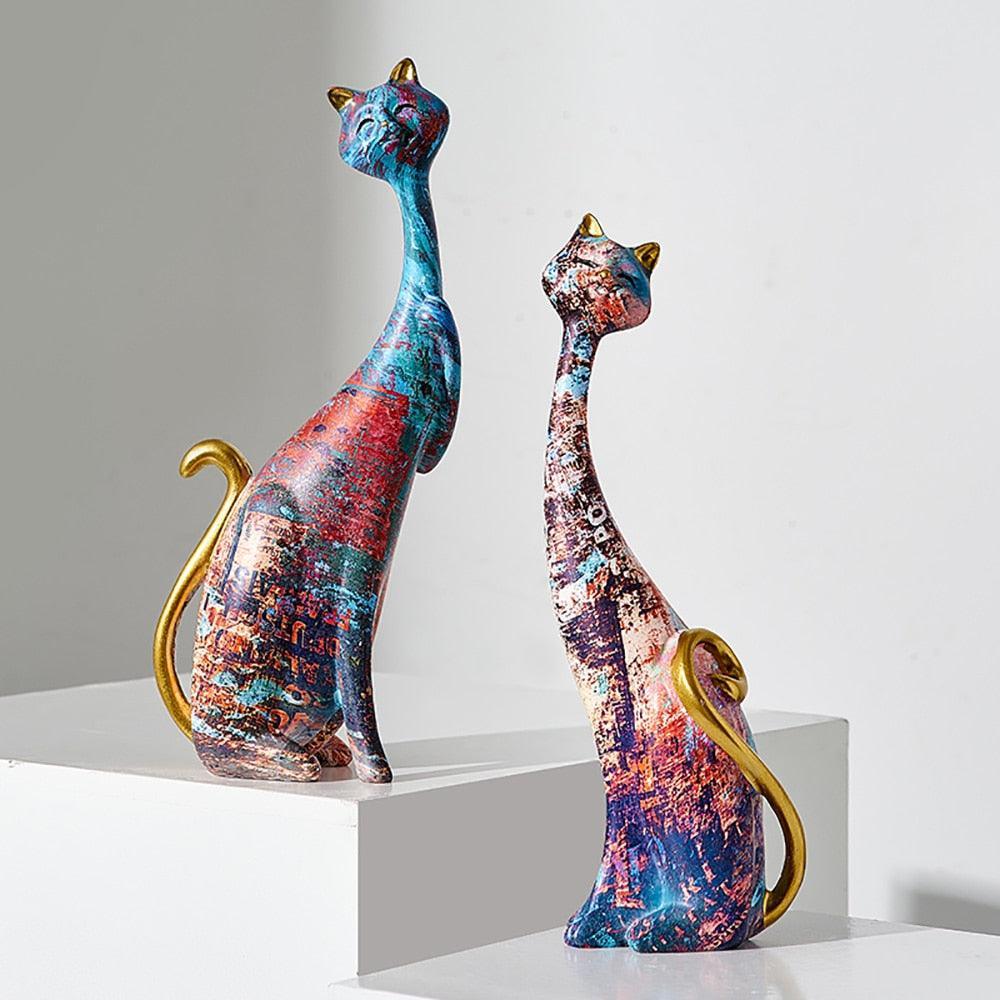 2pcs Oil Painting Cats Figurines - Store Of Things