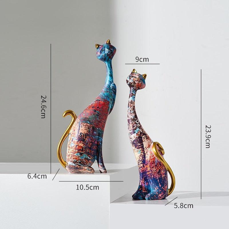 2pcs Oil Painting Cats Figurines - Store Of Things