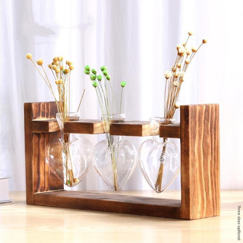 Heart Glass & Wood Propagation Vase - Store Of Things