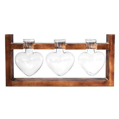 Heart Glass & Wood Propagation Vase - Store Of Things