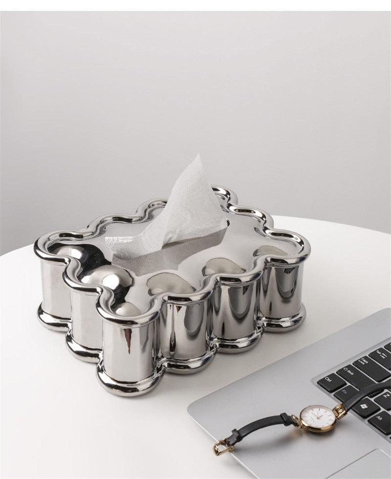 Silver Ceramic Tissue Box - Store Of Things